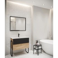 Тумба с раковиной дуб сонома/черный 87 см Grossman Солис 108501 + Y18298