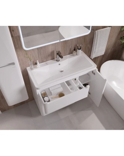 Тумба с раковиной белый глянец 100,1 см Grossman Адель 1010002 + 4627173210263