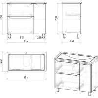 Тумба с раковиной белый глянец 90,1 см Grossman Адель 109004 + 4627173210256