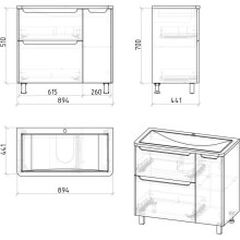 Тумба с раковиной белый глянец 90,1 см Grossman Адель 109004 + 4627173210256