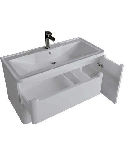 Тумба с раковиной белый глянец 100,1 см Grossman Адель 1010001 + 4627173210263