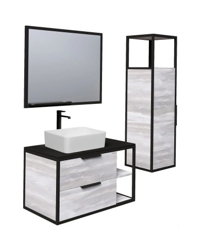 Тумба с раковиной шанико/черный 90 см Grossman Лофт 109002 + GR-3016