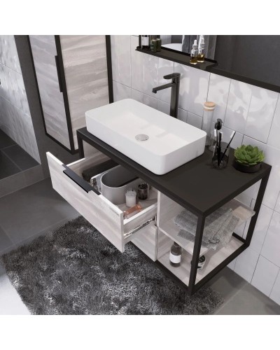 Тумба с раковиной шанико/черный 90 см Grossman Лофт 109002 + GR-3031