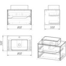 Тумба с раковиной дуб винтаж/графит 80 см Grossman Лайф 108015 + GR-3016