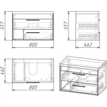 Тумба с раковиной дуб веллингтон/бетон арья 80,2 см Grossman Реал 108009 + 4627173210188