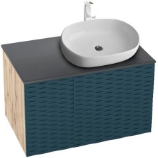 Тумба с раковиной дуб веллингтон/бриз матовый 80 см Grossman Альба 108012 + GR-3015