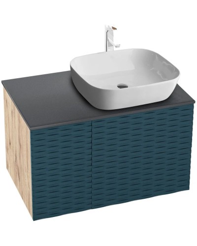 Тумба с раковиной дуб веллингтон/бриз матовый 80 см Grossman Альба 108012 + GR-3020