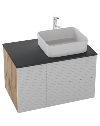 Тумба с раковиной дуб веллингтон/белый матовый 80 см Grossman Альба 108011 + GR-3016