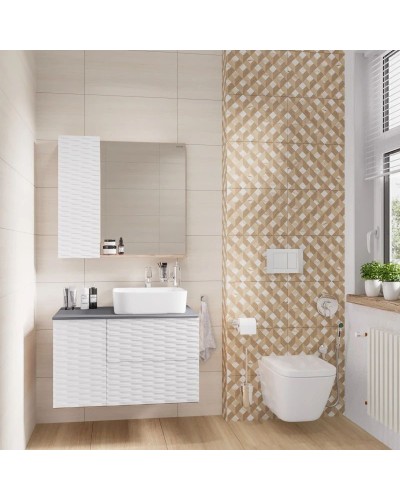 Тумба с раковиной дуб веллингтон/белый матовый 80 см Grossman Альба 108011 + GR-3016