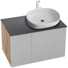 Тумба с раковиной дуб веллингтон/белый матовый 80 см Grossman Альба 108011 + GR-3015