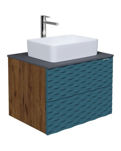 Тумба с раковиной дуб веллингтон/бриз матовый 65 см Grossman Альба 106502 + GR-3016