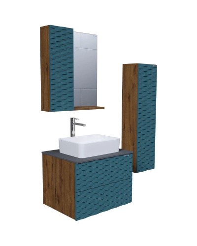 Тумба с раковиной дуб веллингтон/бриз матовый 65 см Grossman Альба 106502 + GR-3016