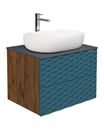 Тумба с раковиной дуб веллингтон/бриз матовый 65 см Grossman Альба 106502 + GR-3015