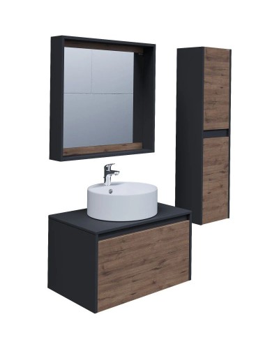 Тумба с раковиной дуб веллингтон/графит 70 см Grossman Смарт 107009 + GR-3012