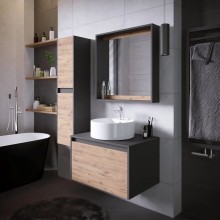 Тумба с раковиной дуб веллингтон/графит 70 см Grossman Смарт 107009 + GR-3012