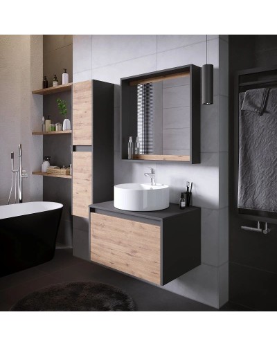 Тумба с раковиной дуб веллингтон/графит 70 см Grossman Смарт 107009 + GR-3012