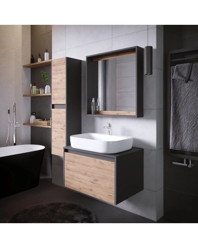 Тумба с раковиной дуб веллингтон/графит 70 см Grossman Смарт 107009 + GR-3027