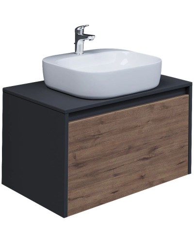 Тумба с раковиной дуб веллингтон/графит 70 см Grossman Смарт 107009 + GR-3028