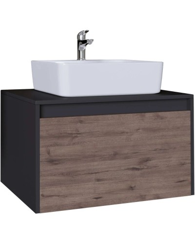 Тумба с раковиной дуб веллингтон/графит 70 см Grossman Смарт 107009 + GR-3017