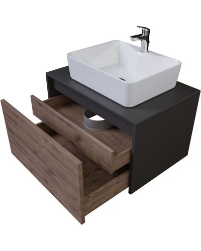 Тумба с раковиной дуб веллингтон/графит 70 см Grossman Смарт 107009 + GR-3017