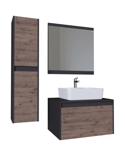 Тумба с раковиной дуб веллингтон/графит 70 см Grossman Смарт 107009 + GR-3017