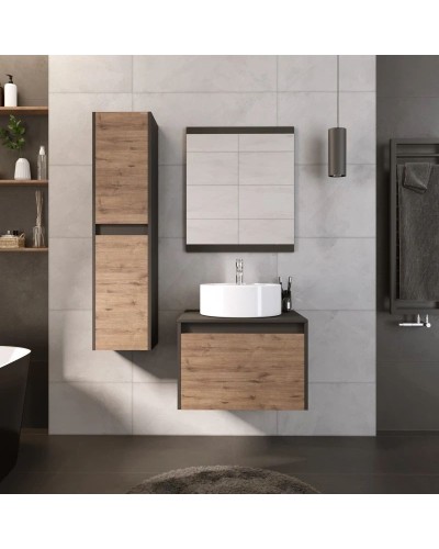 Тумба с раковиной дуб веллингтон/графит 60 см Grossman Смарт 106009 + GR-3012