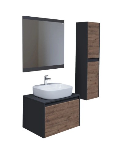 Тумба с раковиной дуб веллингтон/графит 60 см Grossman Смарт 106009 + GR-3028