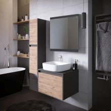 Тумба с раковиной дуб веллингтон/графит 60 см Grossman Смарт 106009 + GR-3028