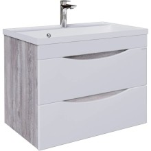 Тумба с раковиной бетон пайн/белый глянец 80,2 см Grossman Талис 108014 + 4627173210188