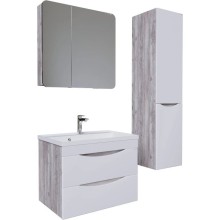 Тумба с раковиной бетон пайн/белый глянец 80,2 см Grossman Талис 108014 + 4627173210188