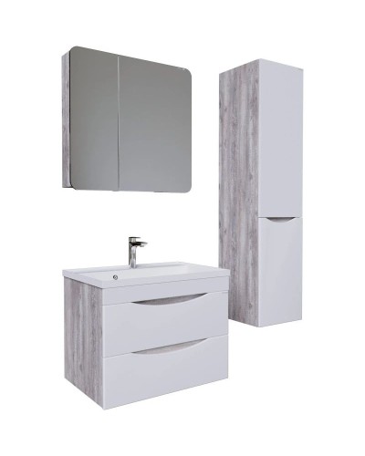 Тумба с раковиной бетон пайн/белый глянец 70,1 см Grossman Талис 107011 + 4627173210171