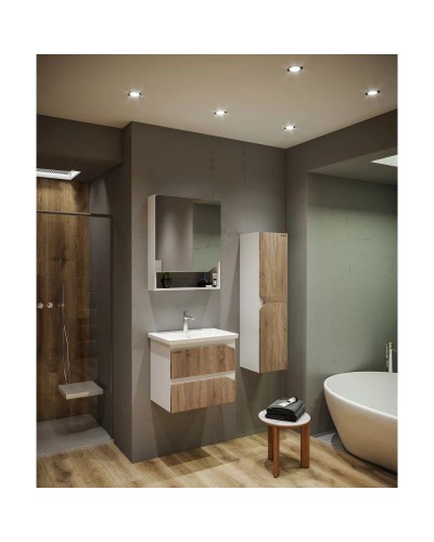 Тумба с раковиной дуб сонома/белый глянец 61 см Grossman Инлайн 106003 + 16413