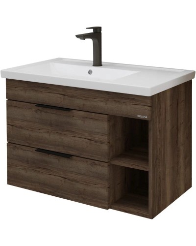 Тумба с раковиной темный дуб 81 см Grossman Форта 1080042 + 30469