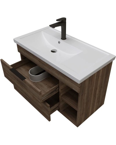 Тумба с раковиной темный дуб 81 см Grossman Форта 1080042 + 30469