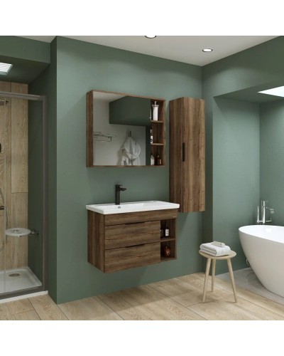 Тумба с раковиной темный дуб 81 см Grossman Форта 1080042 + 30469