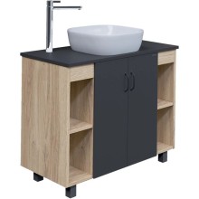 Тумба с раковиной дуб сонома/серый матовый 97,6 см Grossman Флай 101002 + 501002 + GR-3019