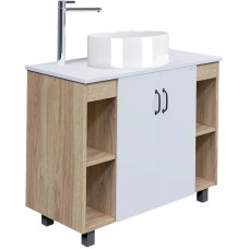 Тумба с раковиной дуб сонома/белый матовый 97,6 см Grossman Флай 101001 + 501001 + GR-3019