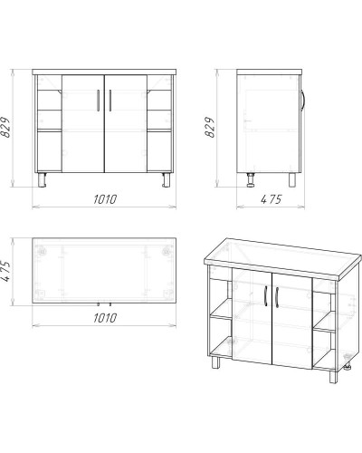 Тумба с раковиной дуб сонома/белый матовый 97,6 см Grossman Флай 101001 + 501001 + GR-3013
