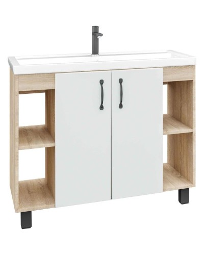 Тумба с раковиной дуб сонома/белый матовый 101,2 см Grossman Флай 101001 + 30513