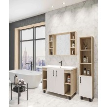 Тумба с раковиной дуб сонома/белый матовый 101,2 см Grossman Флай 101001 + 30513