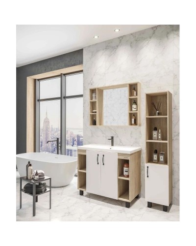 Тумба с раковиной дуб сонома/белый матовый 101,2 см Grossman Флай 101001 + 30513