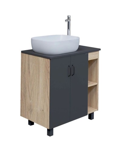 Тумба с раковиной дуб сонома/серый матовый 77 см Grossman Флай 108002 + 508002 + GR-3020