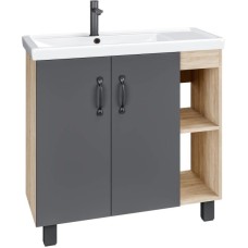 Тумба с раковиной дуб сонома/серый матовый 81 см Grossman Флай 108002 + 30469