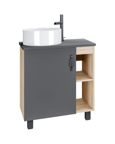 Тумба с раковиной дуб сонома/серый матовый 67 см Grossman Флай 107002 + 507002 + GR-3013