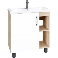 Тумба с раковиной дуб сонома/белый матовый 71 см Grossman Флай 107001 + 15840