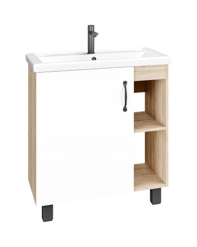 Тумба с раковиной дуб сонома/белый матовый 71 см Grossman Флай 107001 + 15840