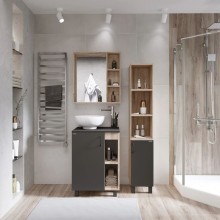 Тумба с раковиной дуб сонома/серый матовый 57 см Grossman Флай 106002 + 506002 + GR-3014