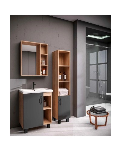 Тумба с раковиной дуб сонома/серый матовый 61 см Grossman Флай 106002 + 16413