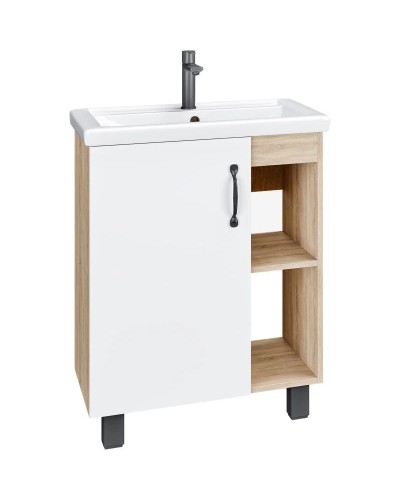 Тумба с раковиной дуб сонома/белый матовый 61 см Grossman Флай 106001 + 16413