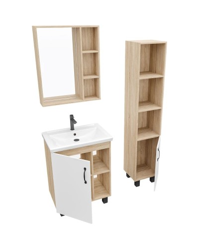 Тумба с раковиной дуб сонома/белый матовый 61 см Grossman Флай 106001 + 16413